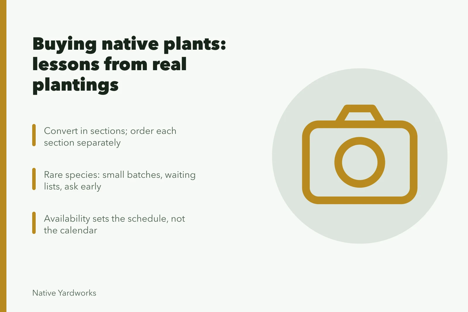 Card on native plant sourcing lessons: section orders, rare species, availability. Which part of native plant nurseries case studies really comes down to the relationship is the asset?