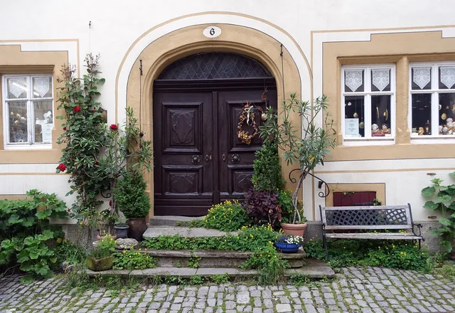 front doors, house, garden, plants, bench, garden plants, front yard, front garden, nature, wooden doors, windows, home, house entrance, old house, house facade, germany. 5 things worth knowing about homeowners front yard plant combinations