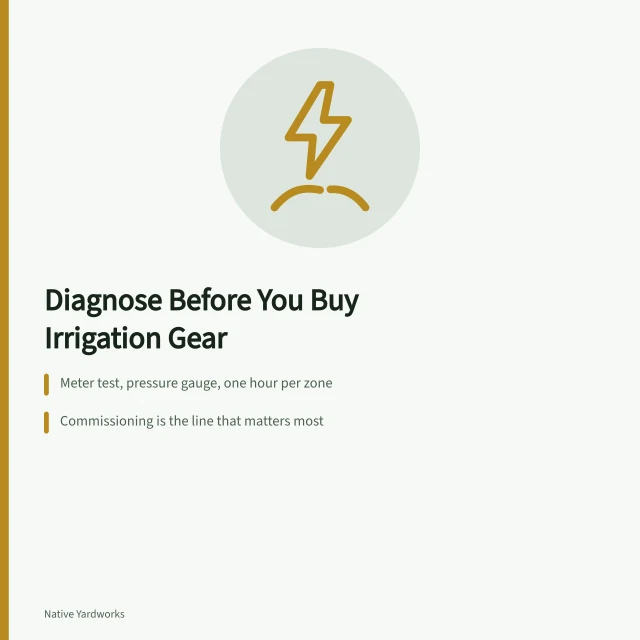 Irrigation cost card: diagnose first, then budget installation and commissioning. Does the case for water saving yard products cost hold up once you spend on diagnosis first?