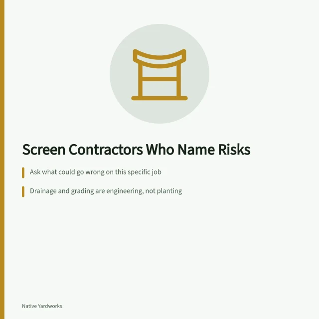 Card on screening native garden contractors who name risks and boundaries. Working through native garden mistakes contractor: how to screen for risk-naming