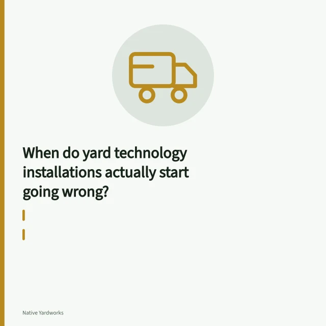 Spray-painted utility locate marks and flags on a lawn before trenching begins. When do yard technology installations actually start going wrong?